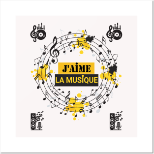 I Love Music In French-J'aime La Musique Posters and Art